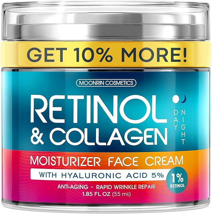 Retinol Cream for Face with Hyaluronic Acid, Day-Night Anti-Aging Moisturizer for Women, Men, Col... | Amazon (US)