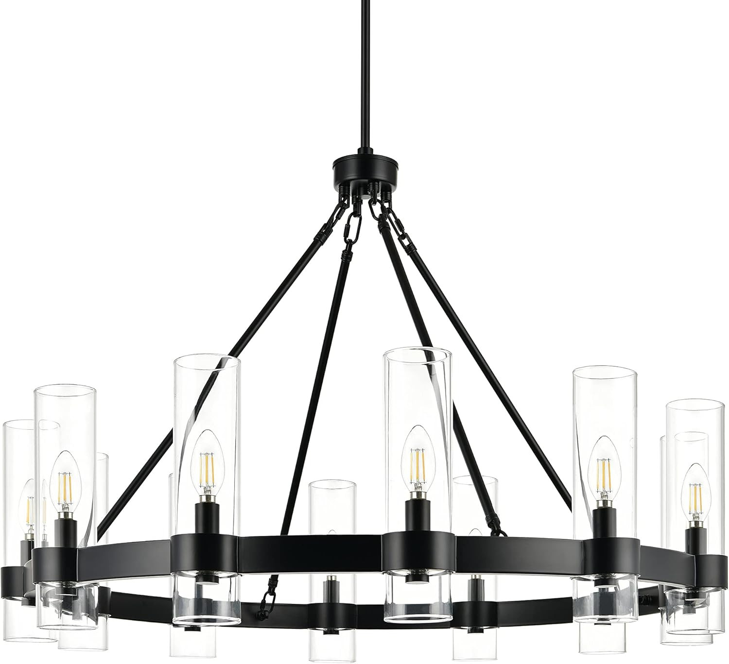 Linea di Liara Teramo Matte Black Chandelier Dining Room Light Fixture Large Wagon Wheel Chandeli... | Amazon (US)