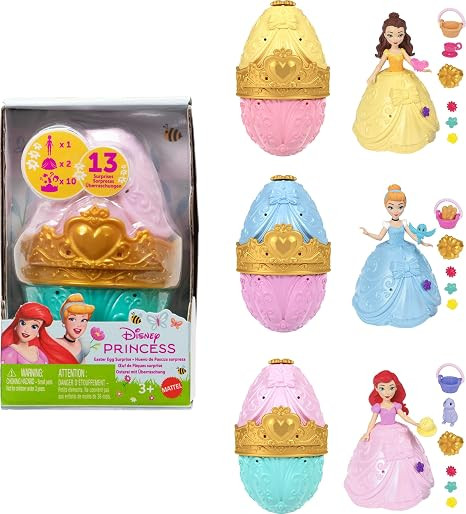 Mattel Disney Princess Toys, Small Doll Easter Egg Surprise with 1 Princess, 2 Skirts & 10 Play A... | Amazon (US)