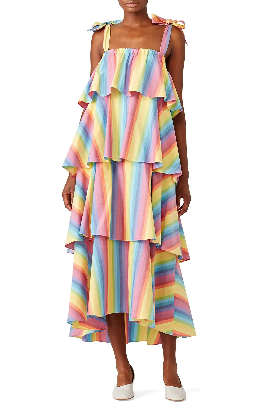MDS Stripes Multi Stripe Tiered Maxi | Rent The Runway