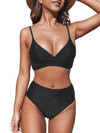 Click for more info about Cupshe Women's Black Twist Bikini Sets Swimsuit High Waisted Bathing Suit, S