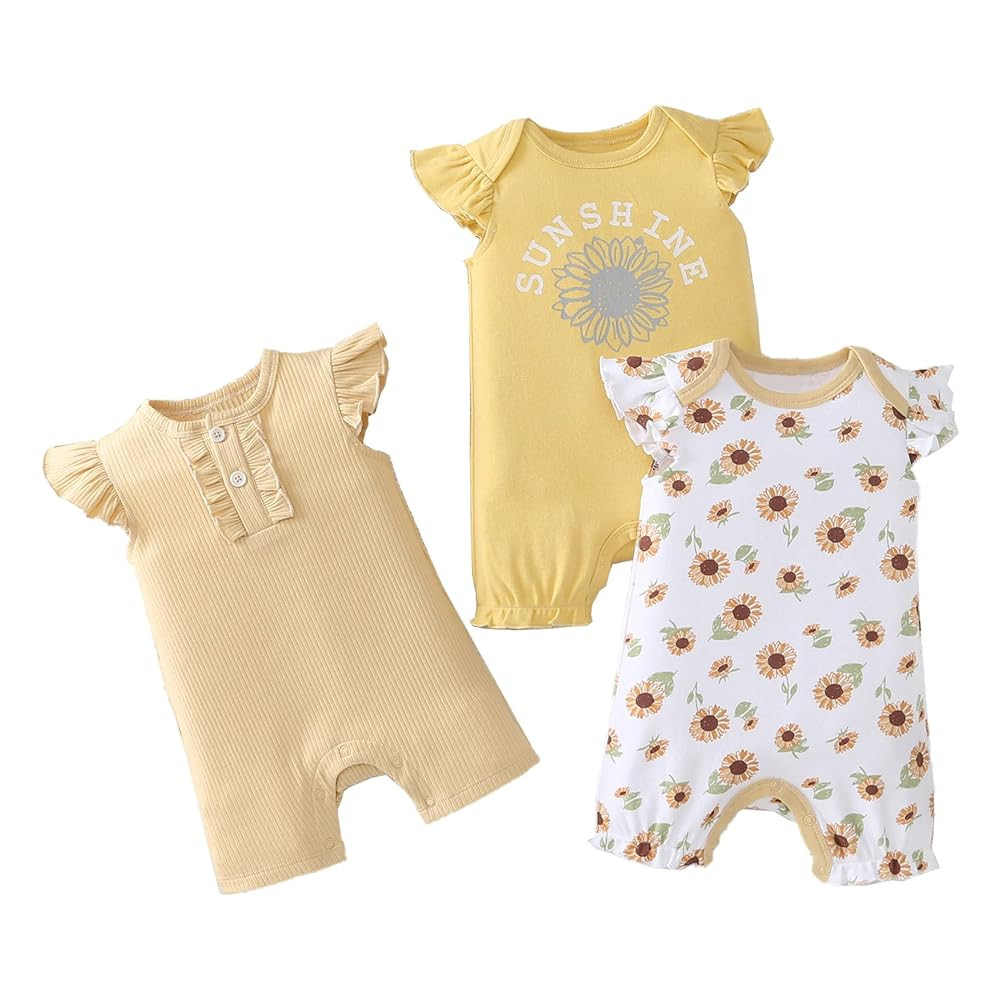 Baby Boy Rompers Short Sleeve Cotton Toddler Rompers Graphic Print Baby Clothes One-Piece Outfit | Amazon (US)