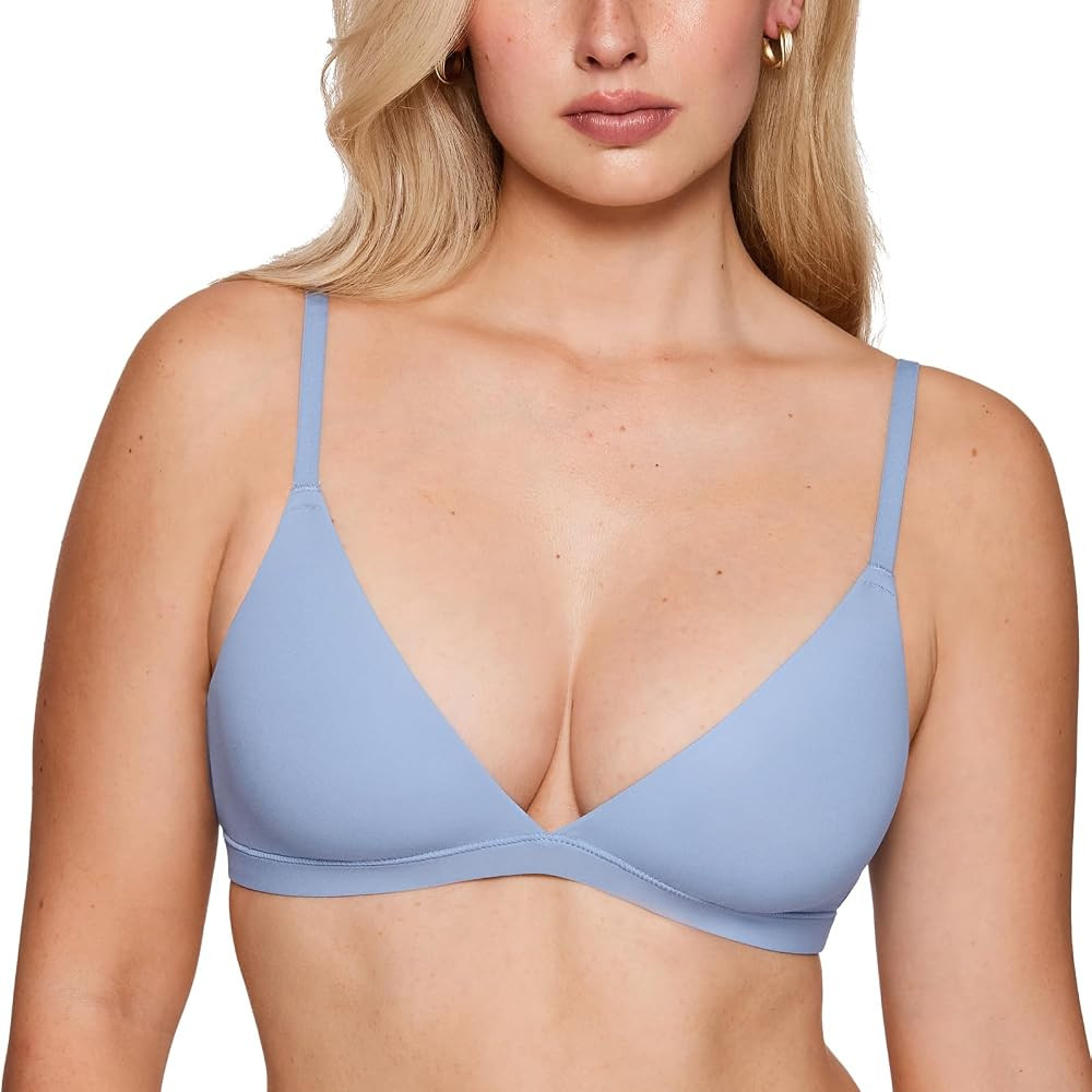 INLYRIC Women's Inbarely Triangle Bralette Plunge Unlined Seamless Bra No Underwire Sexy Comfortable Everyday | Amazon (US)
