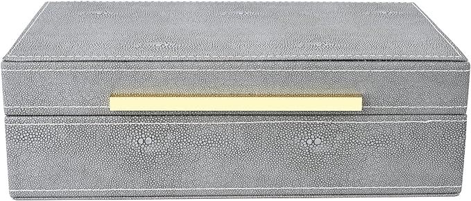 Grey Shagreen box Faux Leather Decorative Box,Keepsake And Memory Storage Small Decorative Boxes ... | Amazon (US)