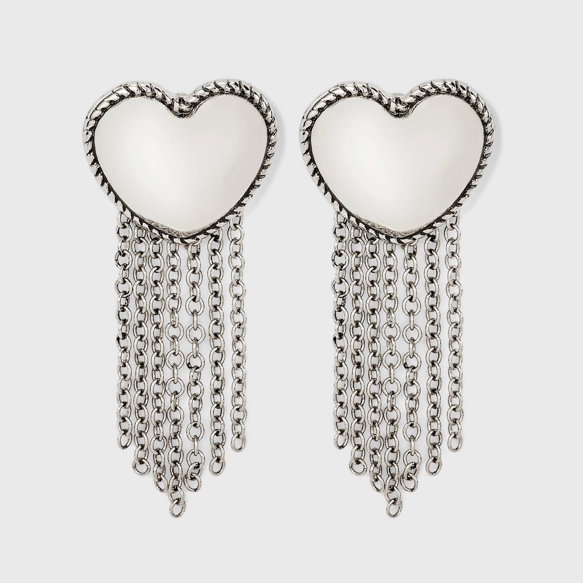 Heart Fringe Post Drop Earrings - Wild Fable™ Silver | Target