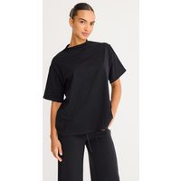 Black Cotton Basic Oversized T-shirt | PrettyLittleThing US