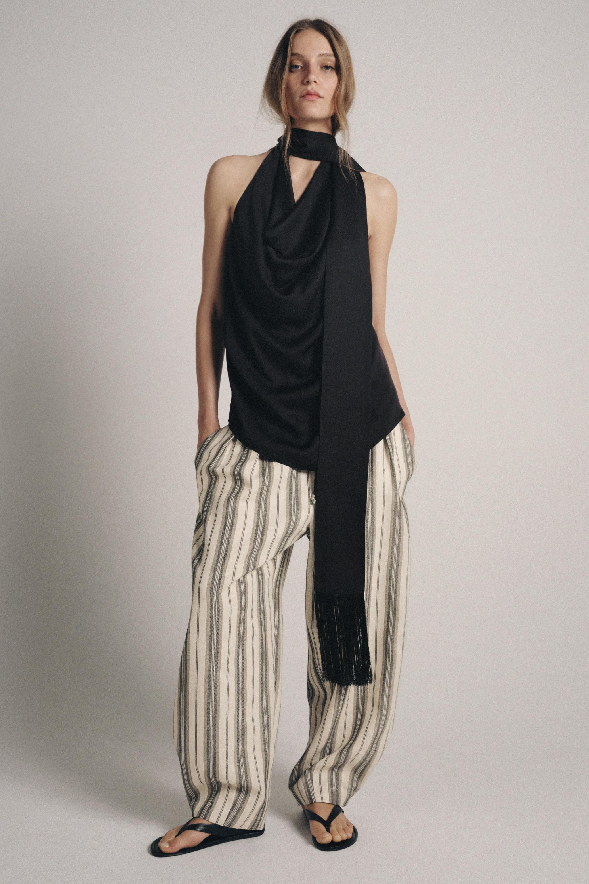 FRINGE SCARF HALTER TOP ZW COLLECTION | Zara US