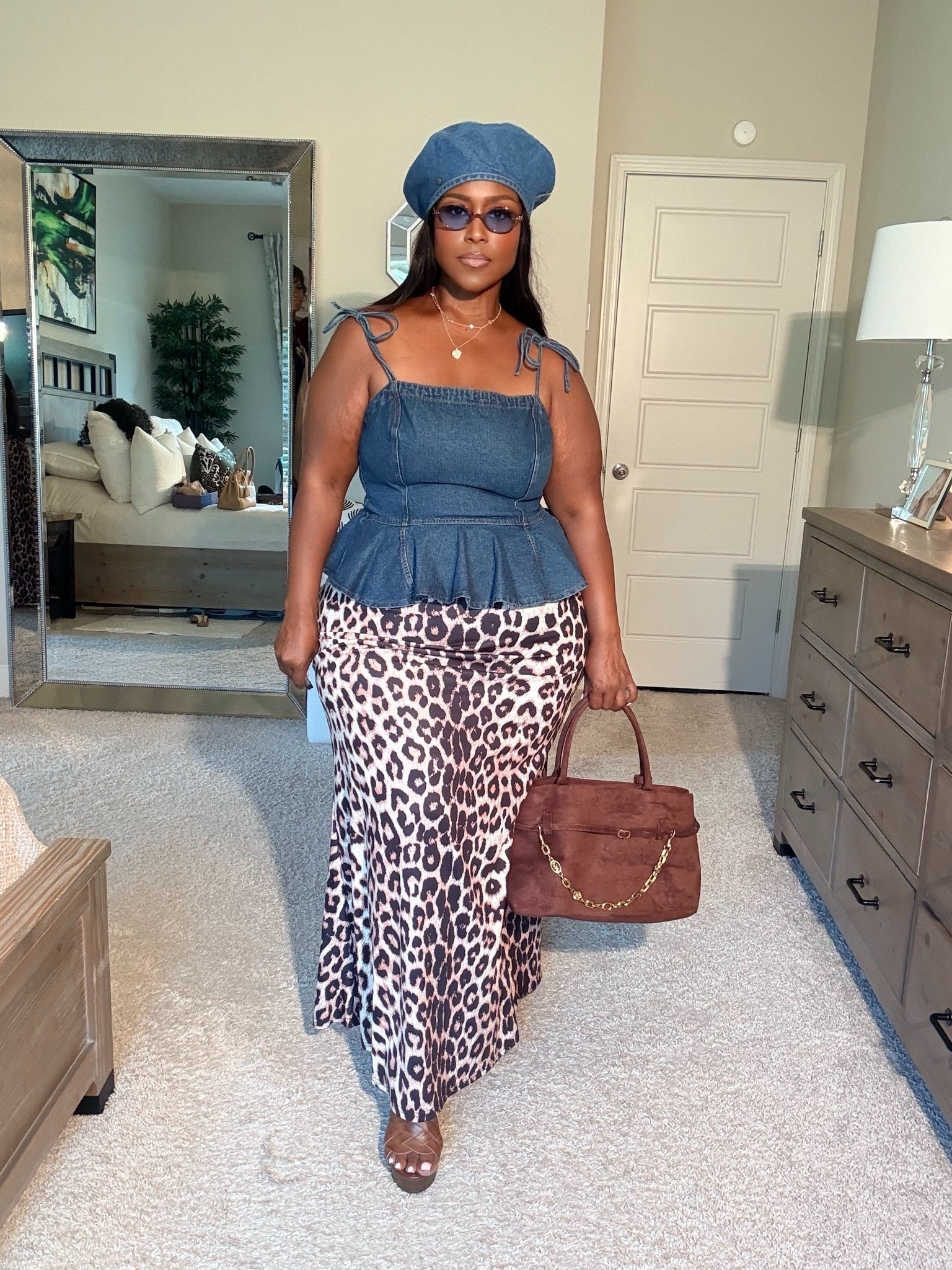 Wear the Clothes: Last Days of Summer ☀️

You do not need somewhere fancy to put on the outfit. Today, I’m wearing the denim, leopard print and platforms because these clothes deserve to leave the closet too.

Outfit details:
Denim beret — TikTok Shop
Sunglasses — TikTok Shop
Denim peplum top — Instagram brand
Leopard skirt — Amazon
Chocolate suede bag — Amazon
Bracelets — TikTok Shop
Shoes — Closet find

#StyleOver40 #SummerFashion #LeopardPrint #WearTheClothes #MidlifeStyle

#LTKgrwm #LTKMidsize