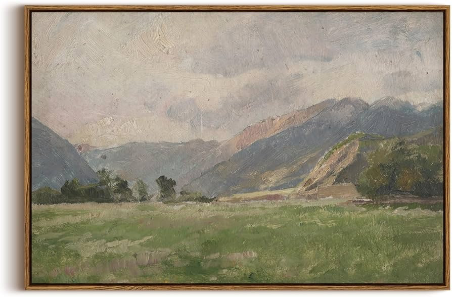 InSimSea Framed Canvas Wall Art Vintage Decor, Prairie Mountain Landscape Paintings, Large Prints... | Amazon (US)