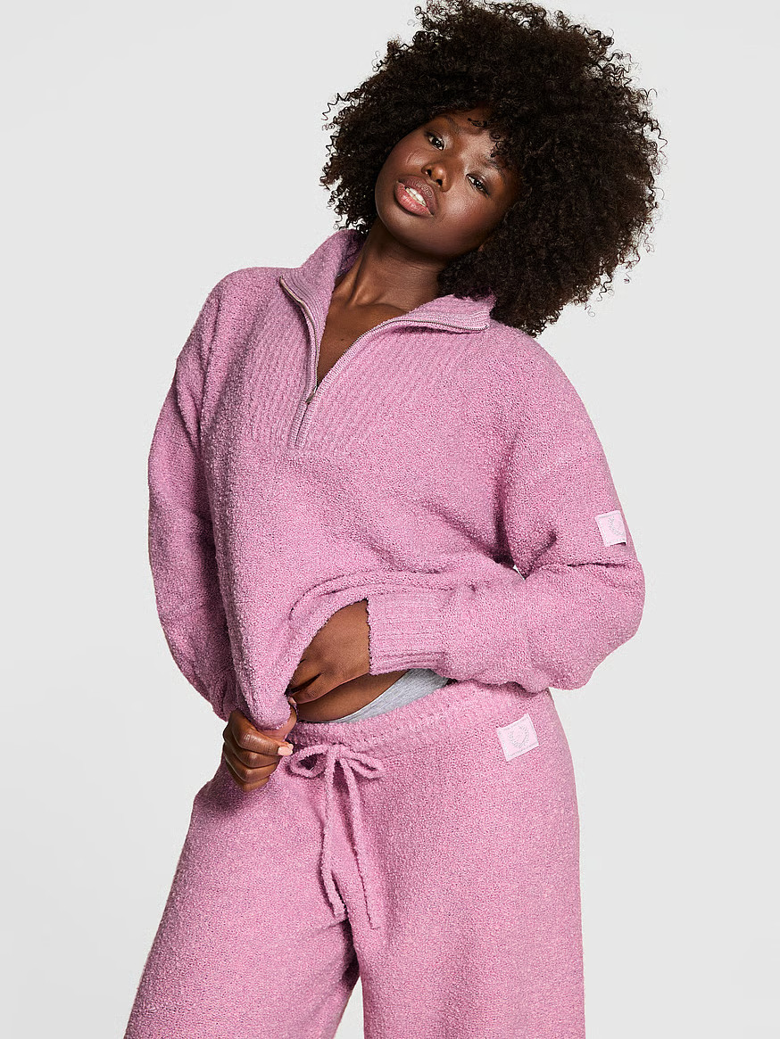 Buy Cozy Bouclé Half-Zip Sweater, Noir Navy - Order Sweaters online - PINK US | Victoria's Secret (US / CA )