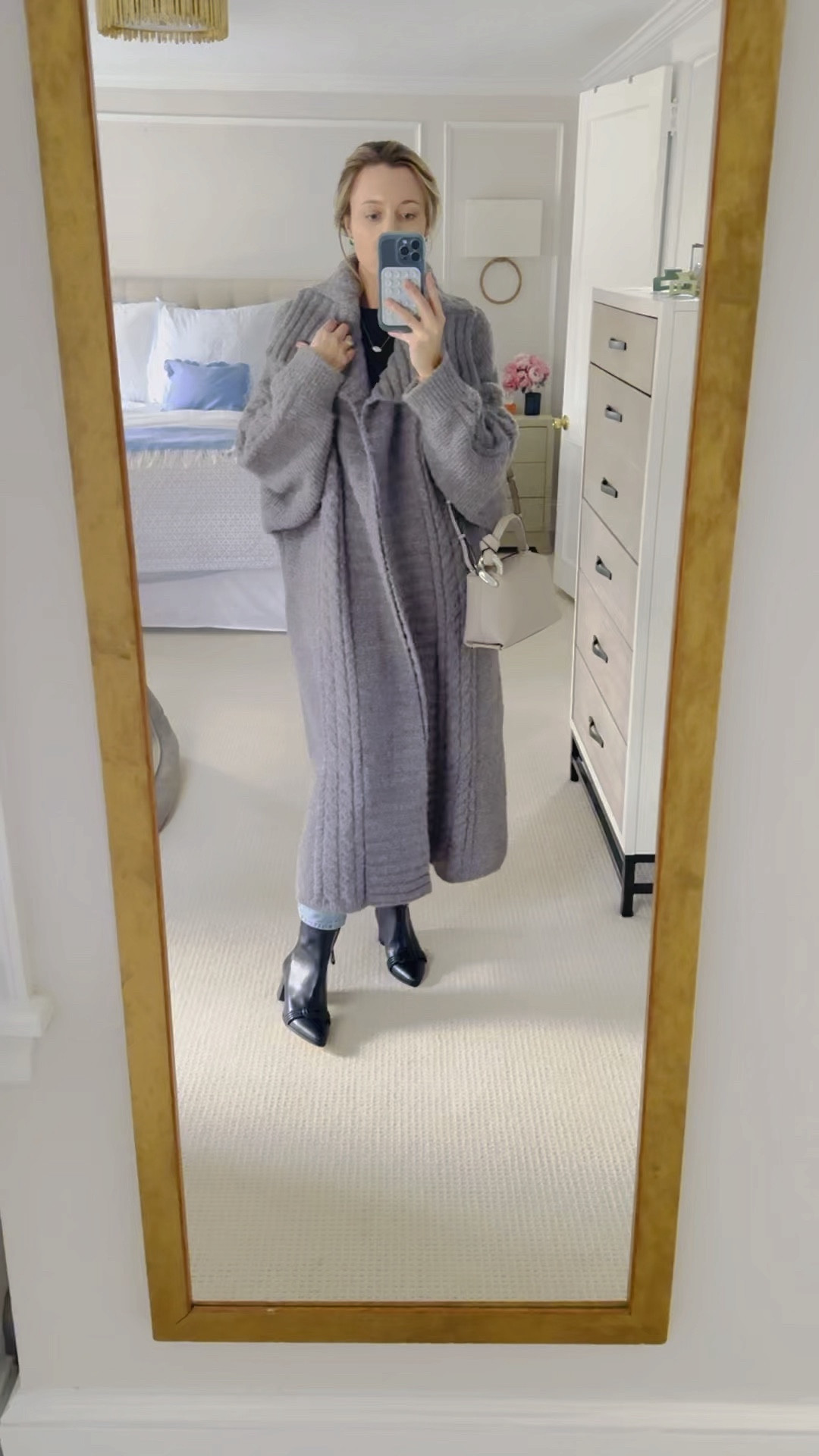 Styling these new Alexandre Birman booties, which have the perfect, functional heel and chic, knot toe detail.

Boots from Alexandre Birman (TTS)
Cardi-coat from Source Unknown (not on LTK, linking similar)
Sweater from Zadig & Voltaire
Jeans from H&M
Bag from JW Anderson

#LTKitbag #LTKshoecrush #LTKSeasonal