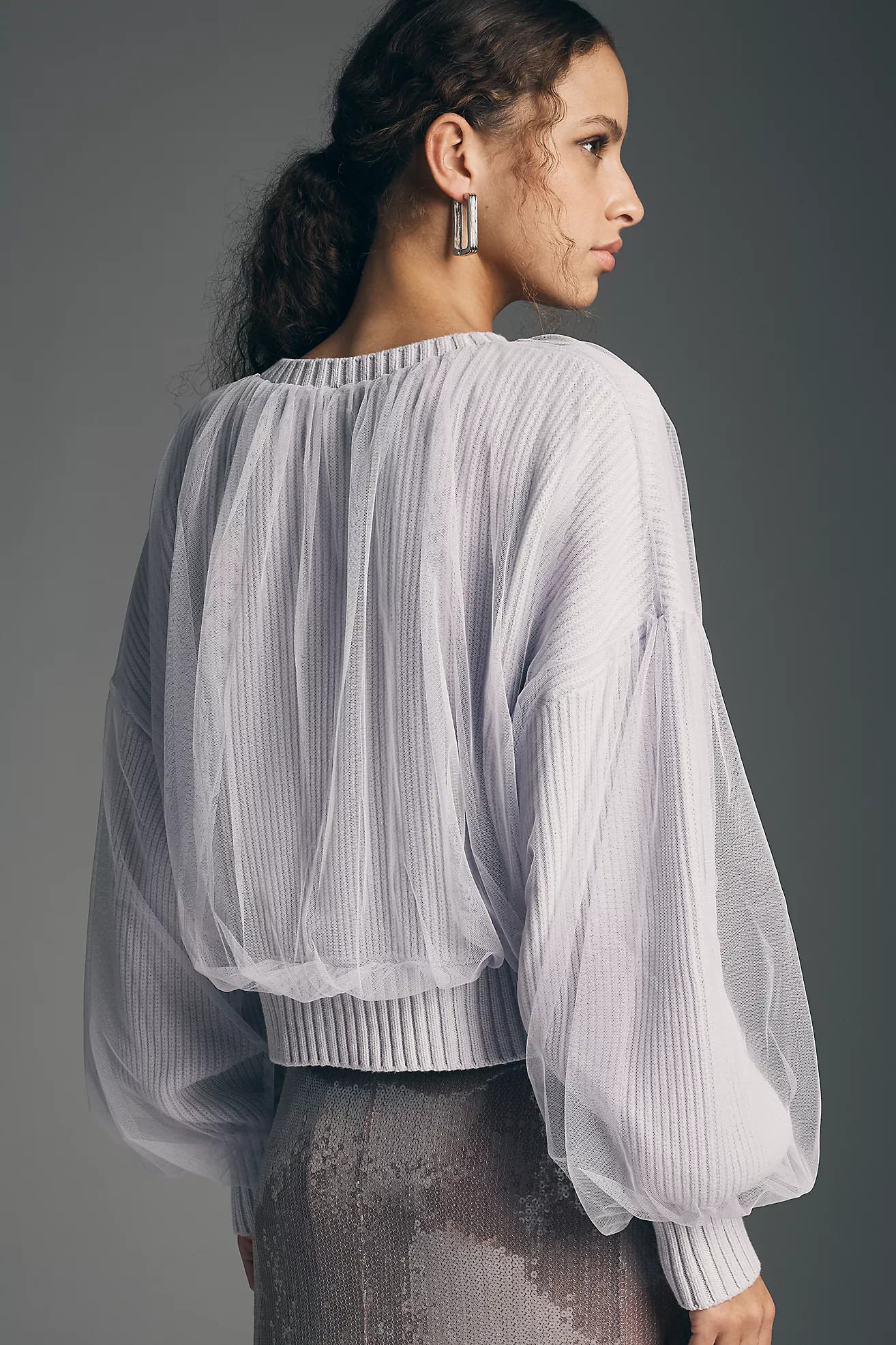 By Anthropologie Crew-Neck Tulle Cardigan Sweater | Anthropologie (US)