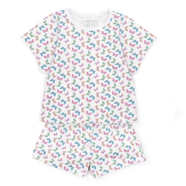 Emery Girls' Pima Cotton Short Set - Bright Butterflies | Lila and Hayes