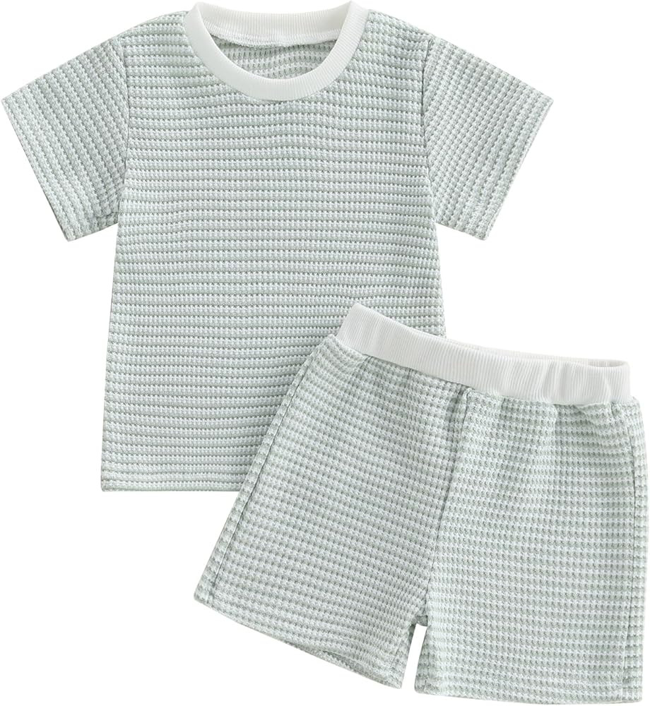 VISGOGO Boy Boy Girls Toddler Summer Outfit Striped T-shirt Toddler Boy Summer Clothes 6 12 18 Mo... | Amazon (US)