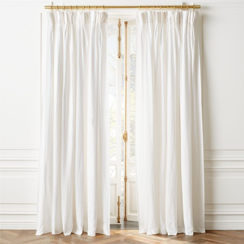 Pleated Linen White Curtain Panel 48"x84" | CB2 | CB2