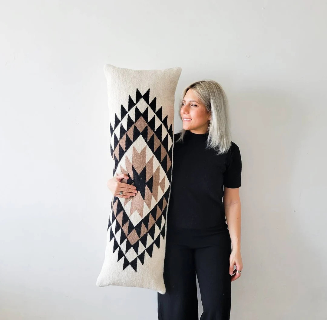 Extra Long Lumbar Pillow | Oversized Lumbar Pillow Cover | Decorative Throw Pillow, Black Beige L... | Etsy (US)