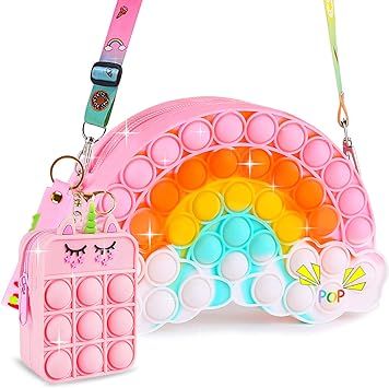 Aucma 2 Pack Pop Purse It for Girls Wallet Rainbow Cloud Pink Unicorn Crossbody Handbag Bag Cute,... | Amazon (US)