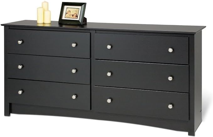 Prepac Sonoma Bedroom Furniture: Black Double Dresser for Bedroom, 6-Drawer Wide Chest of Drawers... | Amazon (US)