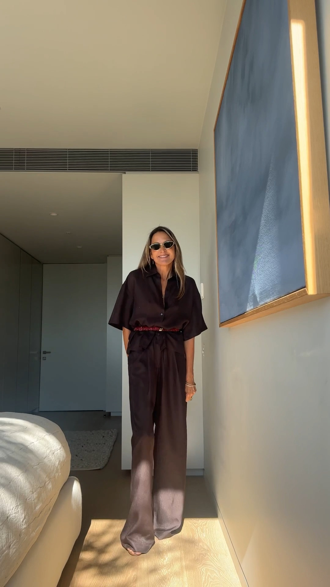 Beautiful silk choc pant and shirt set. Luxe neutrals with a stunning red statement belt from Scanlan and Theodore 🤎#LTKspring

#LTKstyletip #LTKaustralia