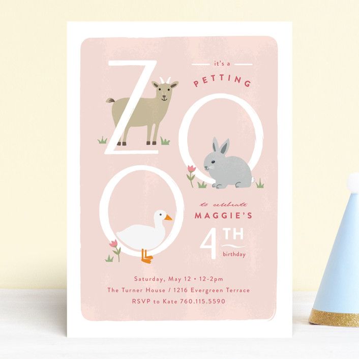 "Petting Zoo Letters" - Customizable Children's Birthday Party Invitations in Green by Carolyn Ma... | Minted
