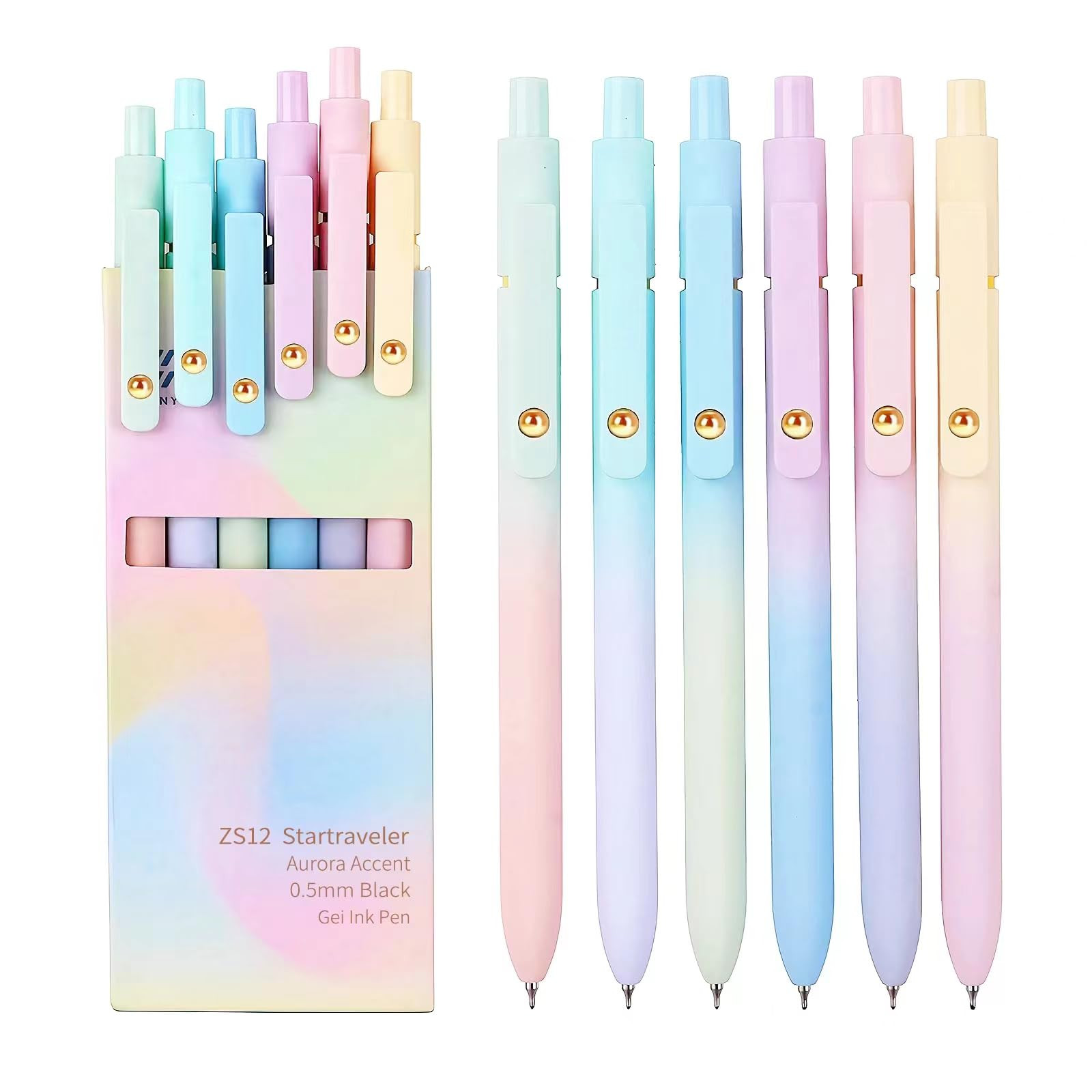 ITAWIXS Gel Pens, 6 Pcs 0.5mm Quick Dry Black Ink Pens Fine Point Smooth Writing Pens, Cute Offic... | Amazon (US)