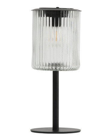 12x5in Outdoor Solar Metal Glass Table Lamp | TJ Maxx