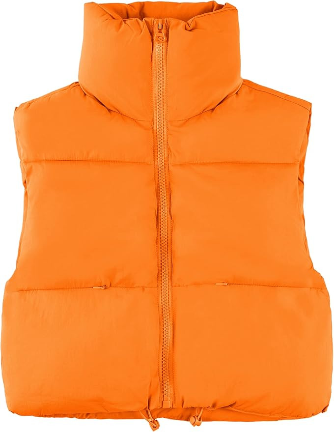 UANEO Cropped Puffer Vest Women Zip Up Stand Collar Sleeveless Padded Crop Puffy Vests | Amazon (US)