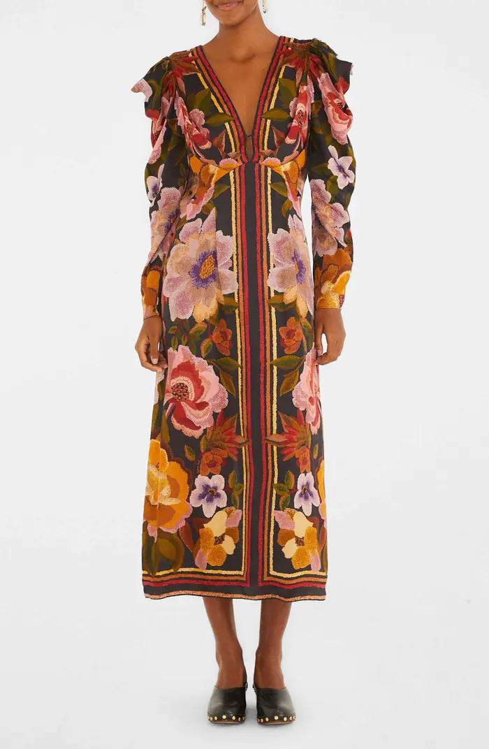 FARM Rio Floral Border Print Long Sleeve Dress | Nordstrom | Nordstrom