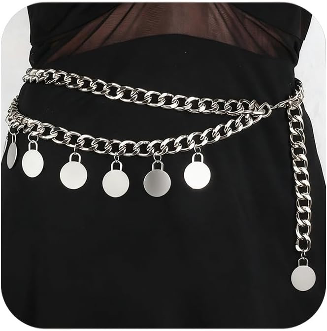 MODRSA Silver Gold Belt Chain Belt for Women Fashion Plus Size Coin Metal Waist Belts Chains Laye... | Amazon (US)