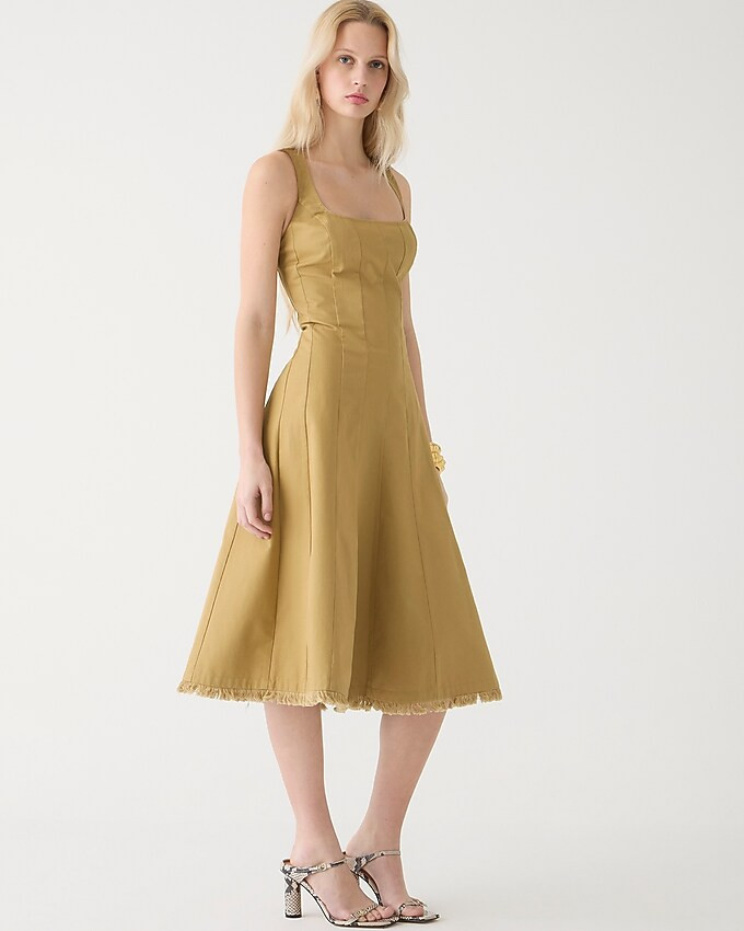Limited-edition raw-hem seamed midi dress in heavy chino | J. Crew US