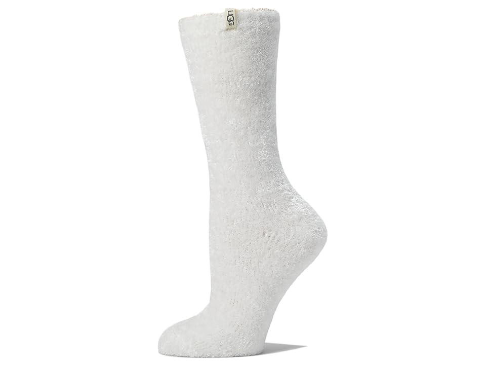 UGG Leda Cozy Sock Women's Crew Cut Socks Shoes White, Spandex/Polyester/Chenille | Zappos