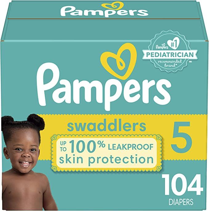 Diapers Size 5, 104 Count - Pampers Swaddlers Disposable Baby Diapers, Enormous Pack (Packaging M... | Amazon (US)
