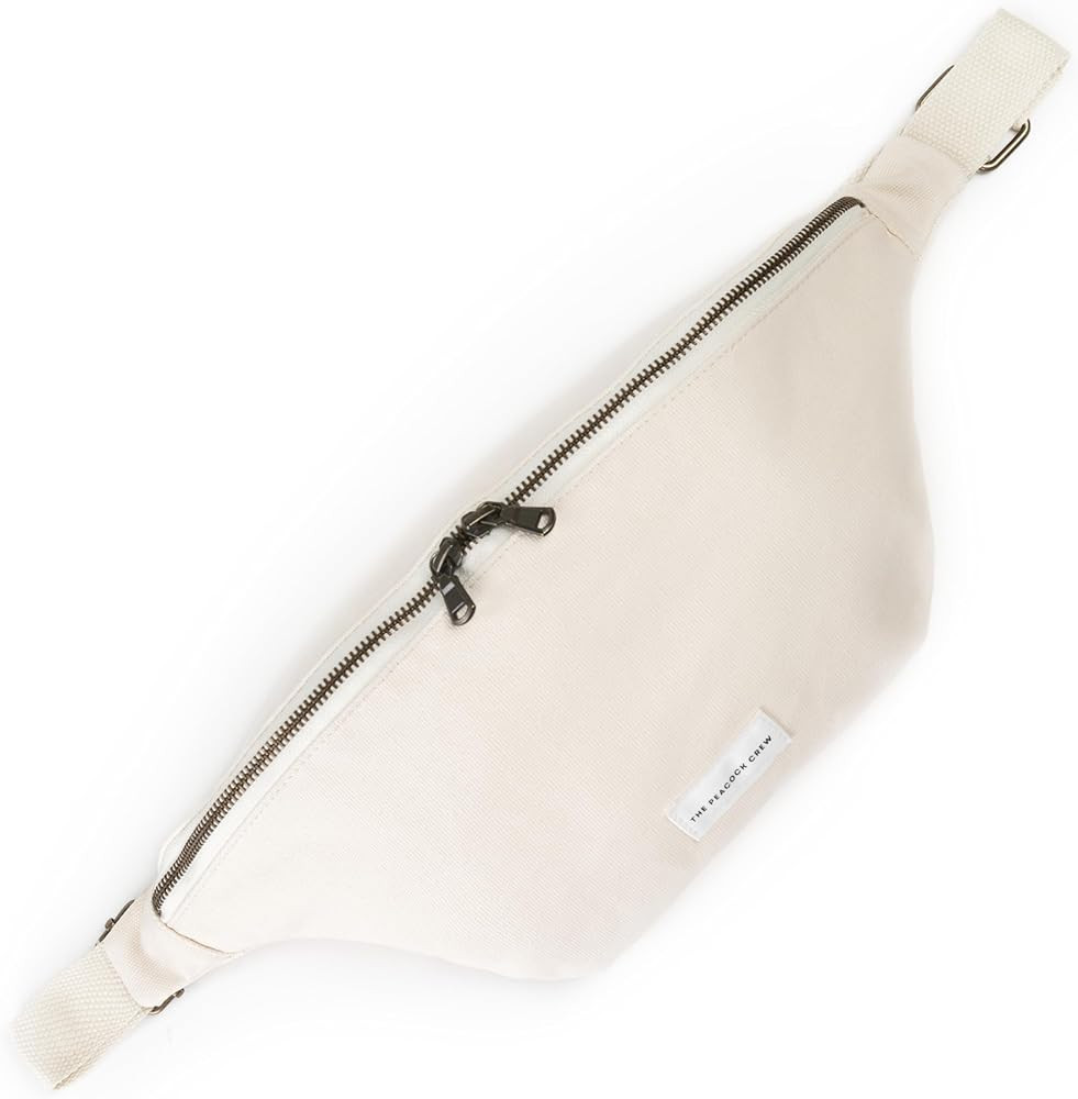 Spacious Off White Beige Crossbody Belt Bag in Cotton Canvas – Lightweight Comfortable & Elegan... | Amazon (US)