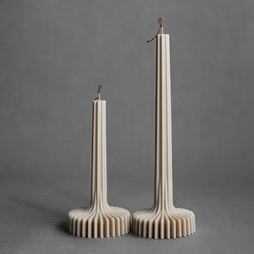 LAWA Set of 2 Vase Candle - Beautiful Handmade Pillar Unscented Soy Wax Elegant Aesthetic Candle Housewarming Gift Home Room Shelf Decor Idea Moon Gray | Amazon (US)