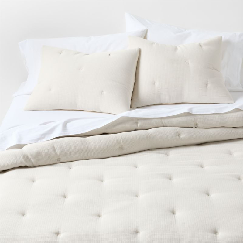 Aire Organic Cotton Textured Natural Taupe King Comforter + Reviews | Crate & Barrel | Crate & Barrel