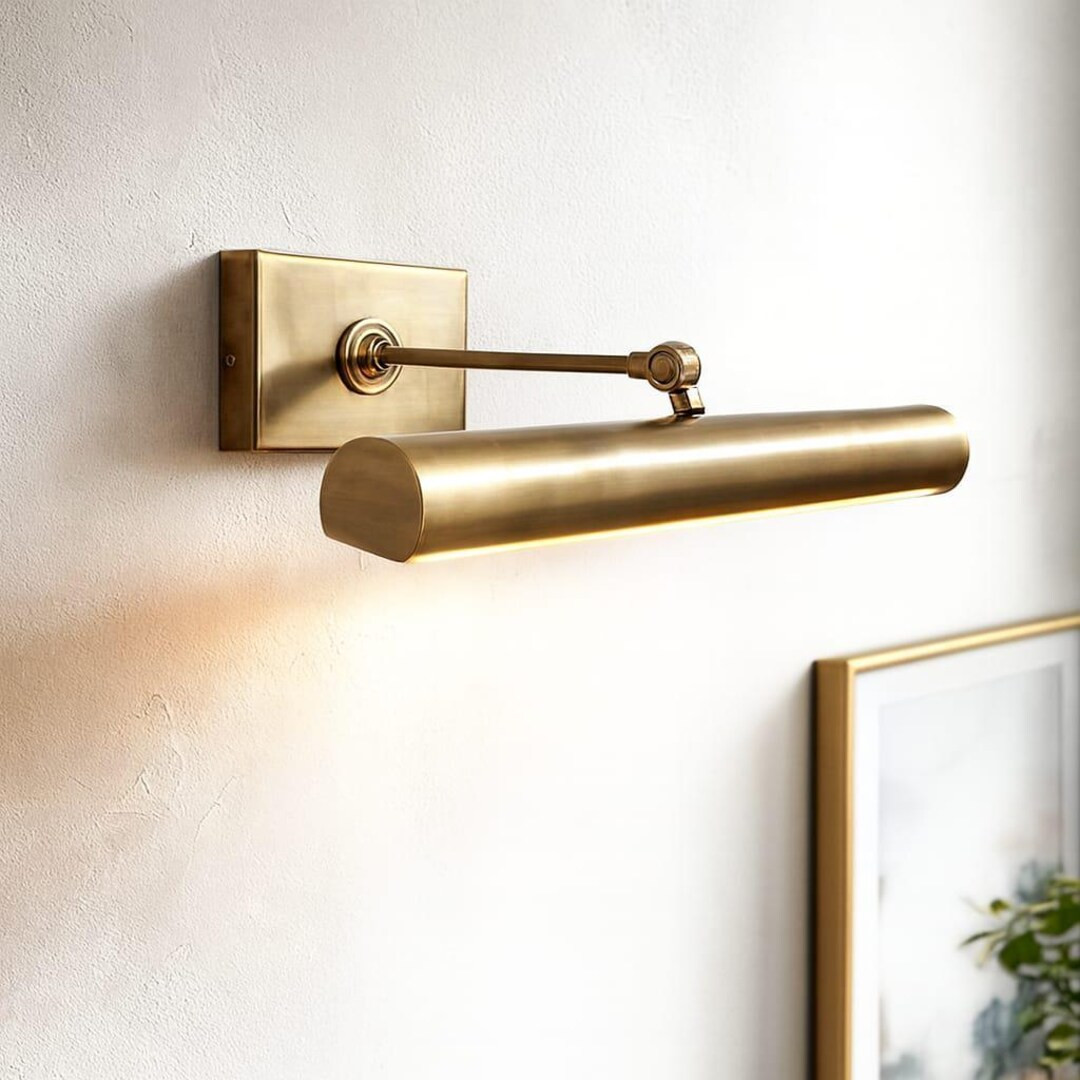 Picture Light Mid Century Brass Wall Sconce: Handmade Italian Style Lighting - Etsy | Etsy (US)