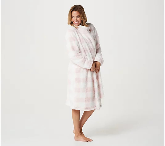 Berkshire Blanket Snap Collar Plush Robe w/ Sherpa and Pockets - QVC.com | QVC
