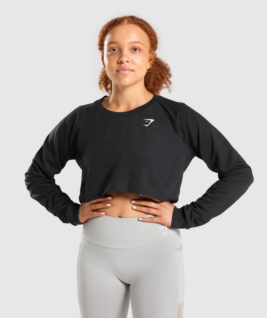 Gymshark Training Cropped Sweater - Black | Gymshark (Global)