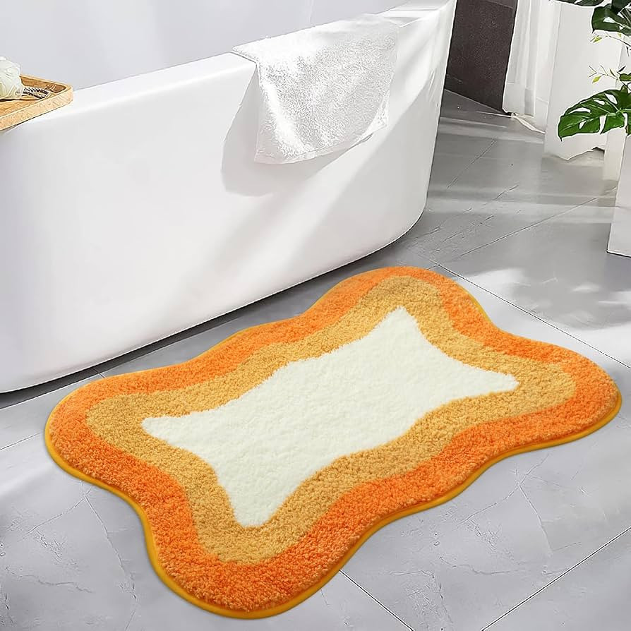 HAOCOO Orange Bathroom Rugs Non Slip Washable, Soft Plush Irregular Shape Non Slip Bath Mat,Micro... | Amazon (US)