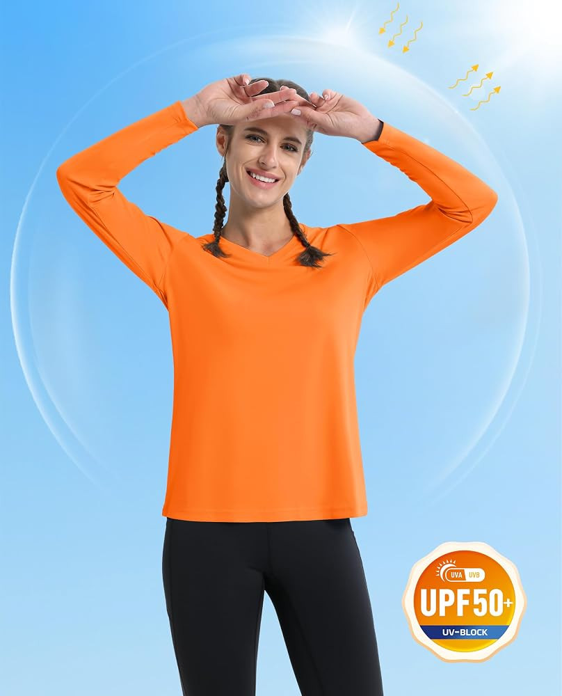 MAGCOMSEN SPF Shirts for Women Long Sleeve Workout Tops V-Neck UPF 50+ UV Sun Shirt Quick Dry Per... | Amazon (US)
