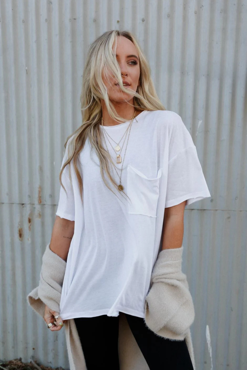 So Comfy Pocket Tee - White | Three Bird Nest