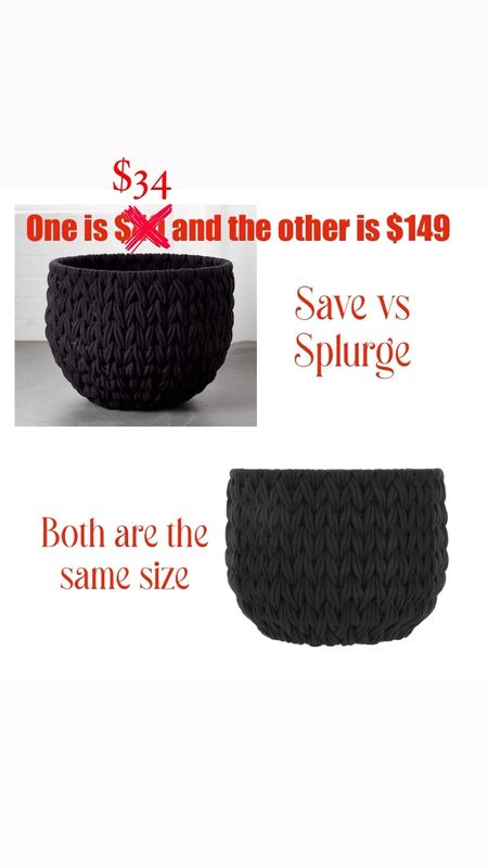 Look at this save vs splurge! They are the same size..both large storage baskets and both look identical! One is $34.98 and the other is $149!!

#LTKFindsUnder50 #LTKFamily