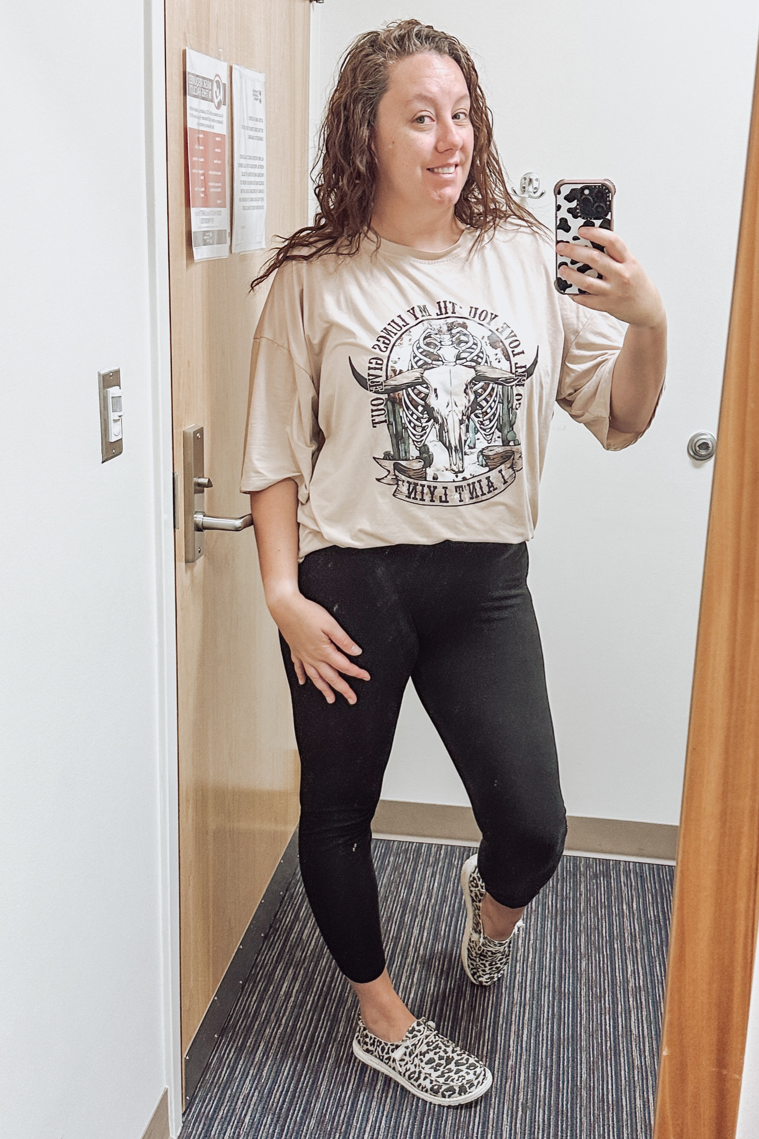 When you need something comfy to wear to an appointment, leggings and an oversized tee are the perfect pair!! 
Not to mention the adorable animal print heydudes 😍

#LTKstyletip #LTKbeauty #LTKmidsize