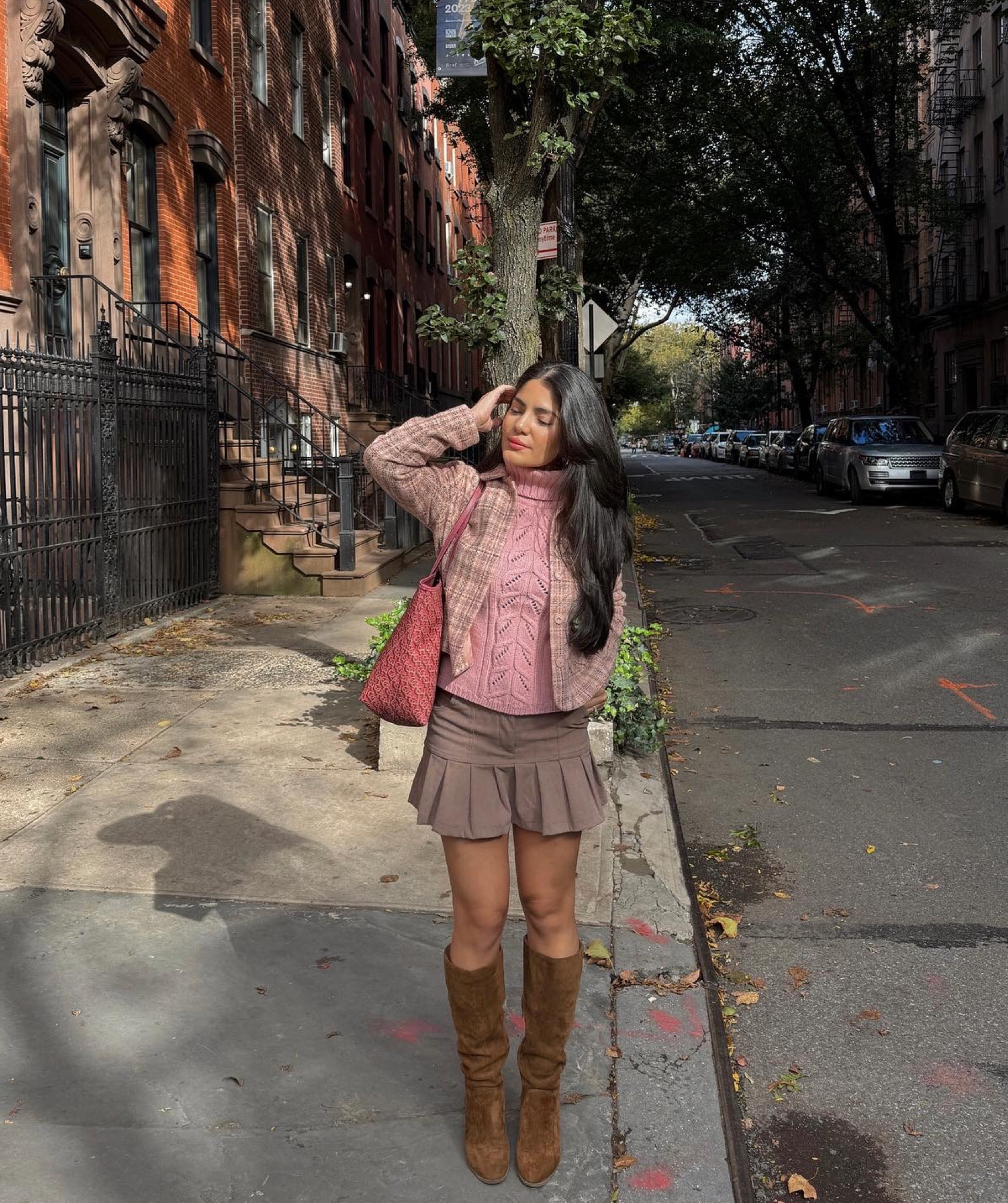 girl therapy: fall walks in the west village 🎀
pink sweater, turtle neck, pleated skirt, suede boots, tote bag, tweed jacket 

#LTKstyletip #LTKfindsunder50