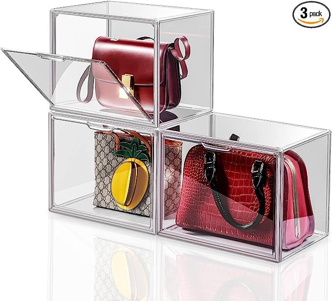 3Pack Clear Plastic Handbag Storage Organizer for Closet, Acrylic Display Case for Handbag and Pu... | Amazon (US)