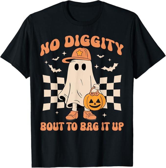 Halloween Ghost No Diggity Bout to Bag it Up Toddler Kids T-Shirt | Amazon (US)