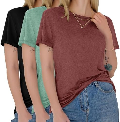 GAYHAY 3 Pack Womens T-Shirts - Short Sleeve Spring Summer Tops Crew Neck Trendy Casual Work Soft... | Amazon (US)