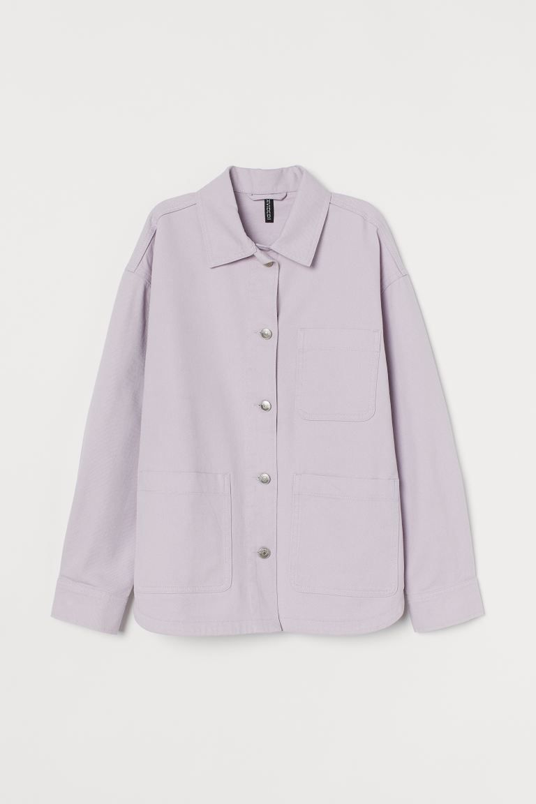 Shirt jacket in cotton twill. Collar, buttons at front, and yoke at back. One open chest pocket, ... | H&M (US + CA)