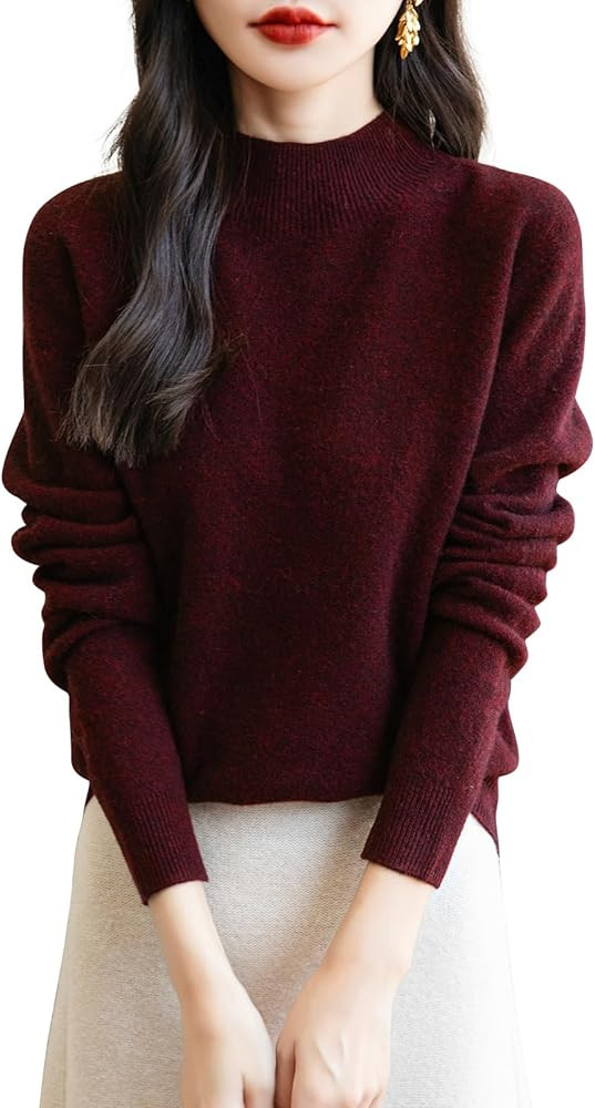 Chanyarn Women's 100% Merino Wool Seamless Sweater Mock Neck First-Line Ready to Wear Long Sleeve... | Amazon (US)