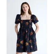 Free Assembly Women's and Women's Plus Puff Sleeve Peasant Mini Dress, Sizes XS to 4X | Walmart (US)